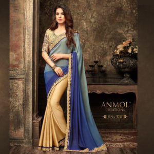 gold and blue - saree online sri lanka