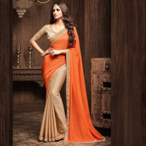 gold and orange - saree online sri lanka