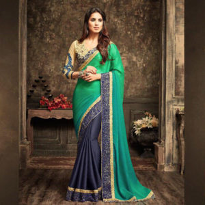 green and blue - saree online sri lanka