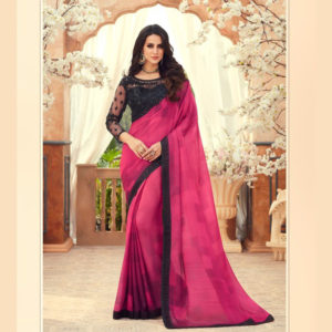 party wear saree online sri lanka - pink and black saree