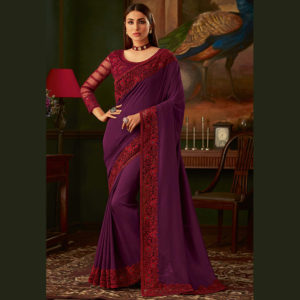 red and purple - saree online sri lanka